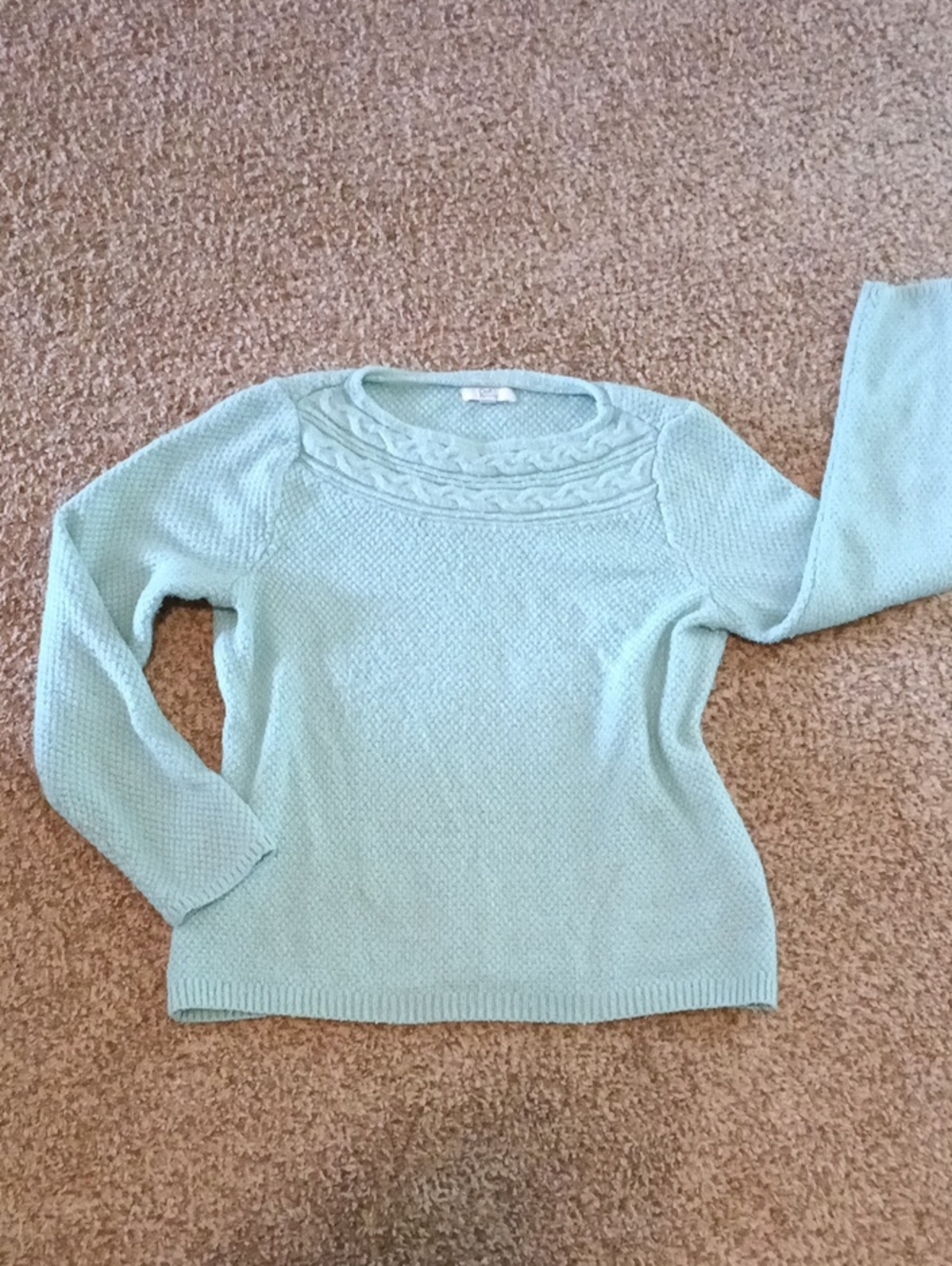 croft & barrow Light Mint Cable Yoke Crew Neck Sweater